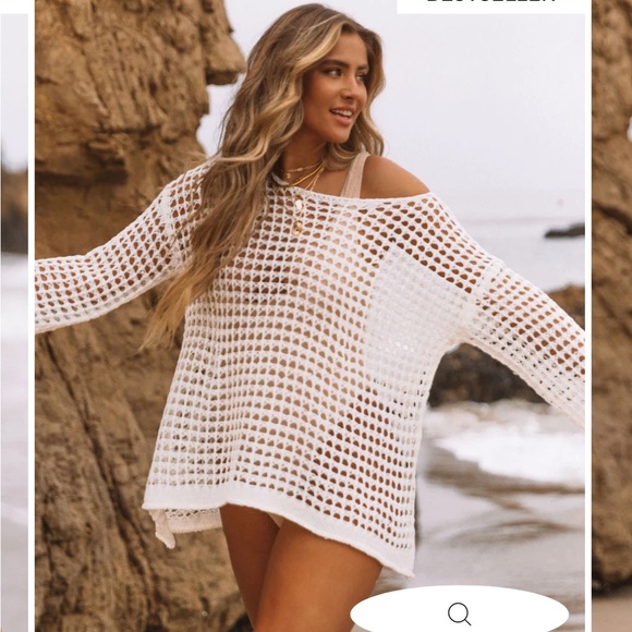 Seashore open knit top, cream 🍨 VICI - Picture 3 of 5